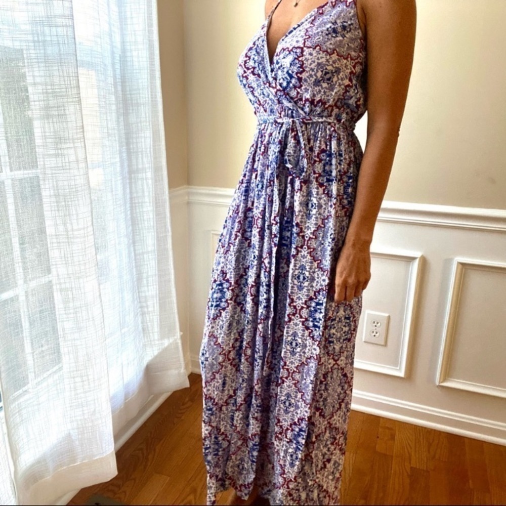 Sim and Sam Red / Blue Boho Sleeveless Maxi Dress Women’s Size XS